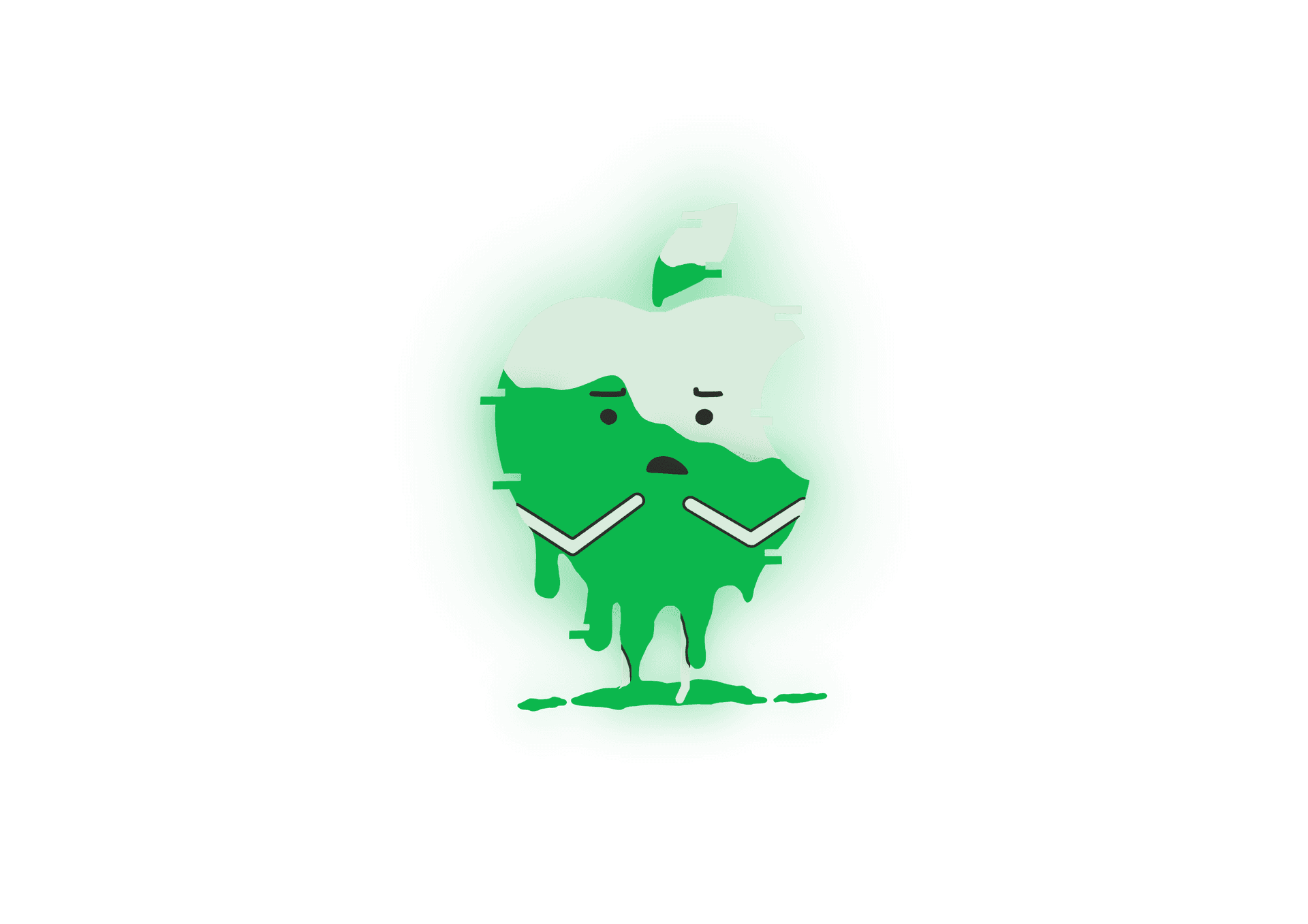 Halb gefärbter Apfel als Symbol für Gesetzeslücken